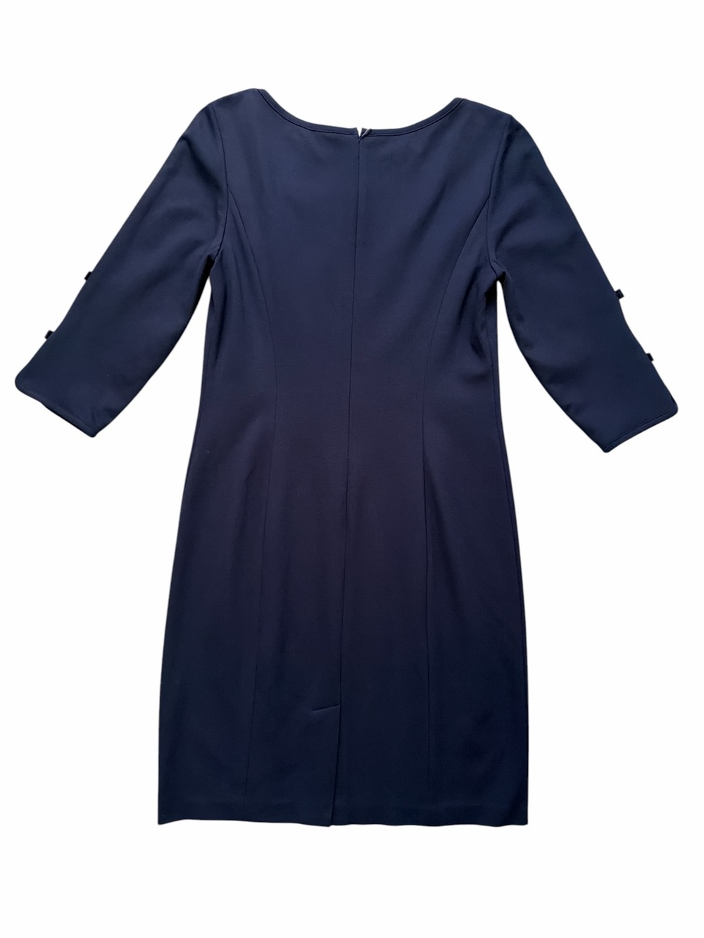 Talbots Navy Ponte Bow Sleeve Dress Size 6 - Picture 3 of 6